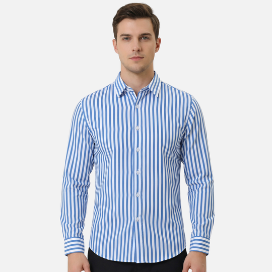 Gestreiftes Langarm Button Down-Shirt für Herren