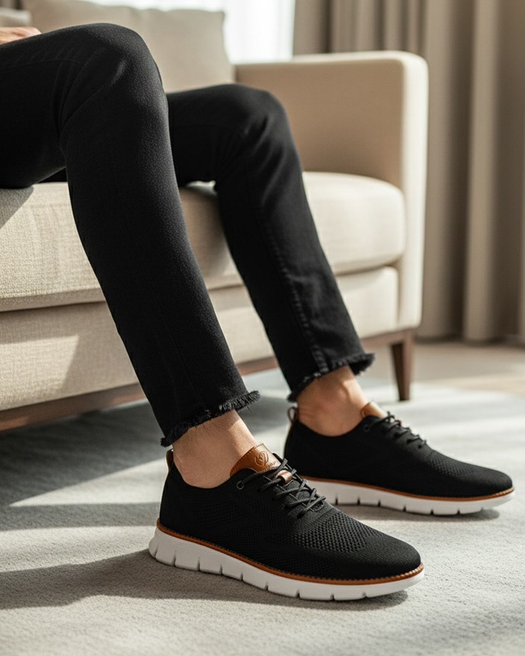 Gestrickter Schnürschuh mit Zuglasche für Männer