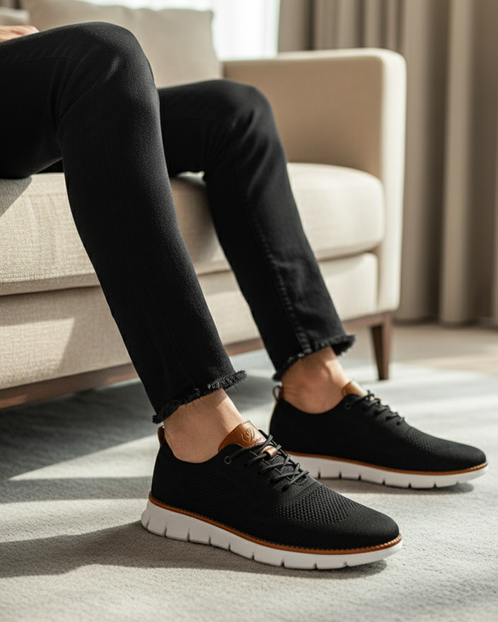 Męskie dzianinowe buty sznurowane z pętelką do zakładania