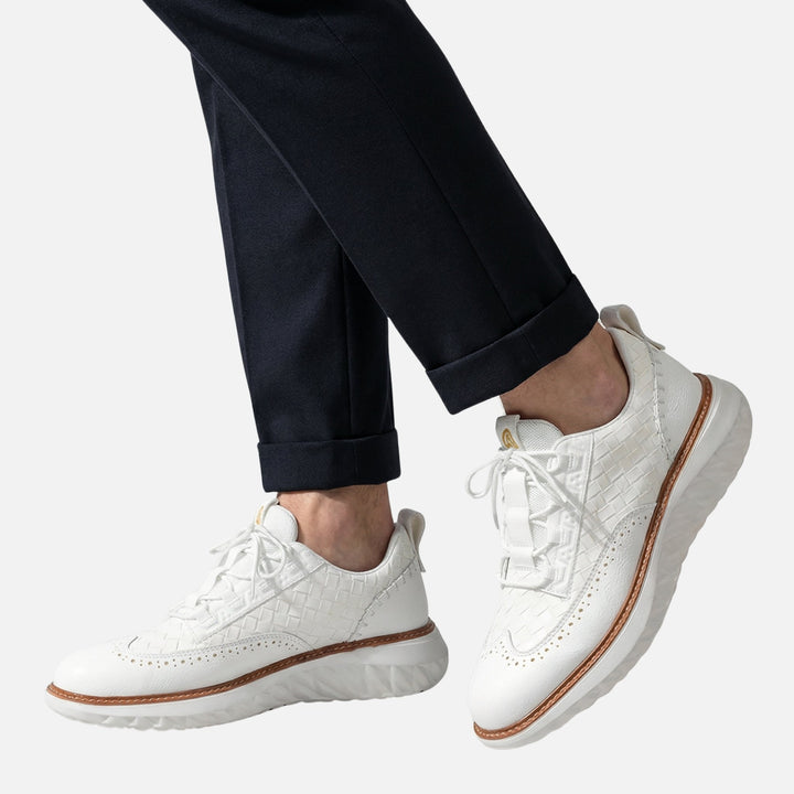 Tkane sneakersy brogue z grubą podeszwą dla mężczyzn