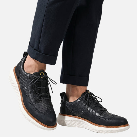 Woven Brogue Sneakers with Thick Sole for Men
