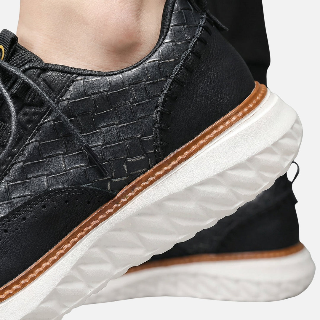Woven Brogue Sneakers with Thick Sole for Men
