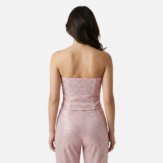 Glitzerndes Hosen Set mit hochtaillierten Jeans für Damen