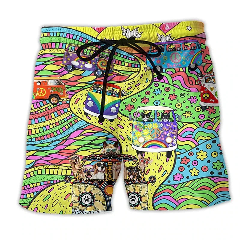 Grafik-Badeshorts für Herren | Kordelzug