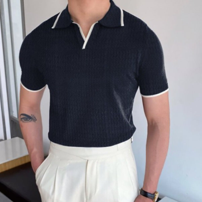 Herren-Polo mit kontrastierendem Kragen | Schlanke Passform