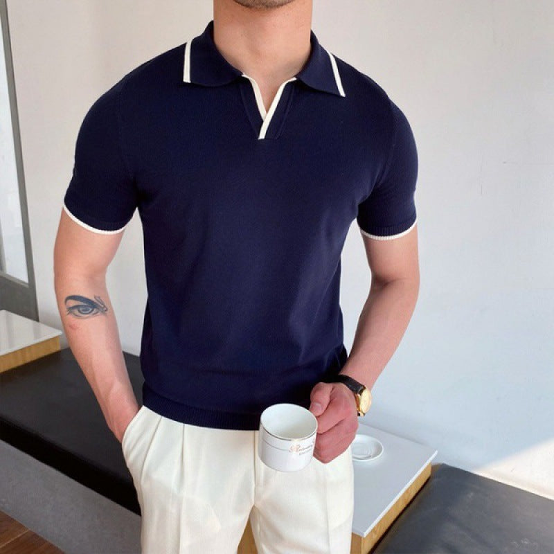 Herren-Polo mit kontrastierendem Kragen | Schlanke Passform