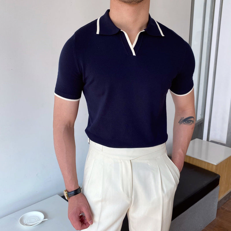Herren-Polo mit kontrastierendem Kragen | Schlanke Passform