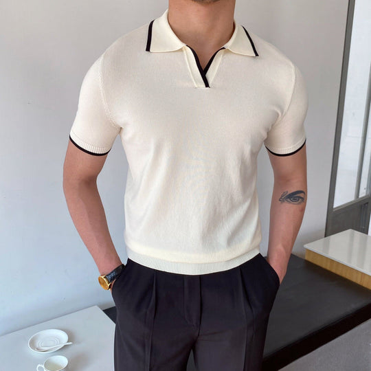Herren-Polo mit kontrastierendem Kragen | Schlanke Passform