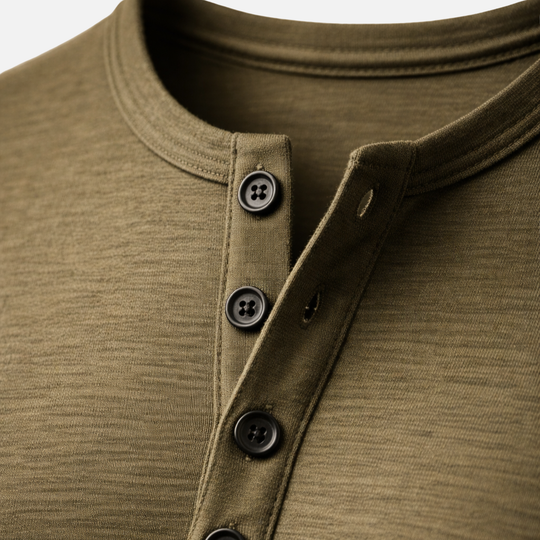 Herren Henley Langarmshirt mit Knopfleiste