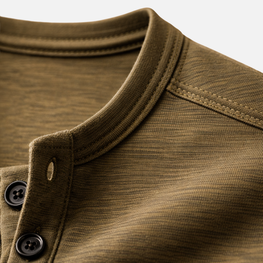 Herren Henley Langarmshirt mit Knopfleiste