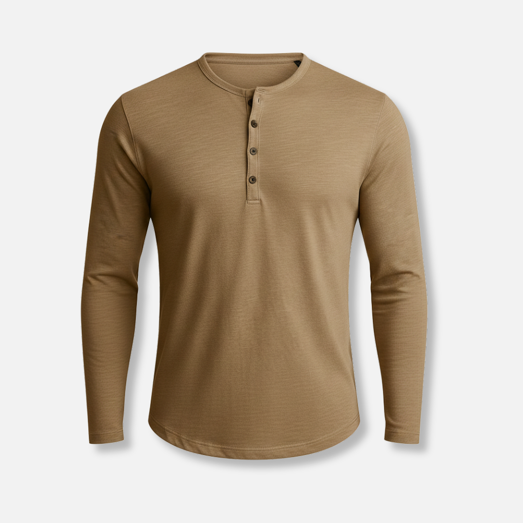 Herren Henley Langarmshirt mit Knopfleiste