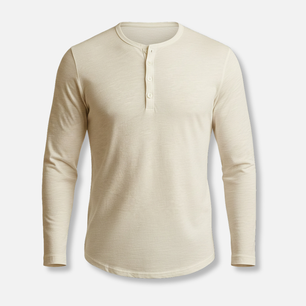 Herren Henley Langarmshirt mit Knopfleiste