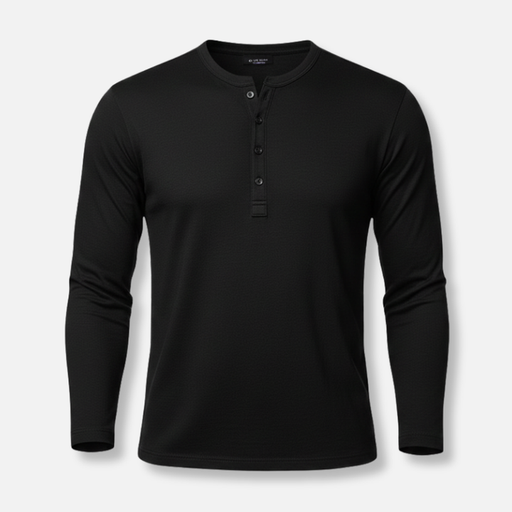 Herren Henley Langarmshirt mit Knopfleiste