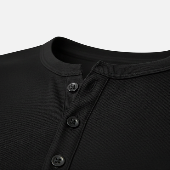 Herren Henley Langarmshirt mit Knopfleiste