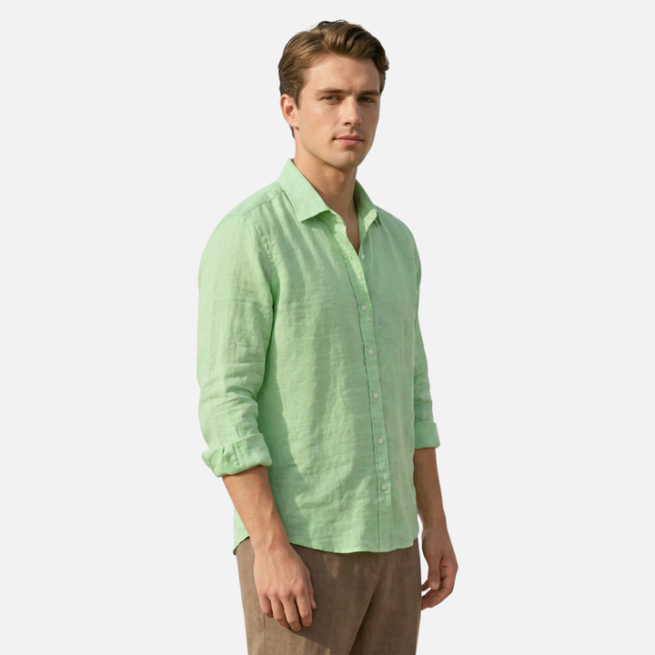 Leinen-Sommerhemd mit Button-Down-Kragen für Herren