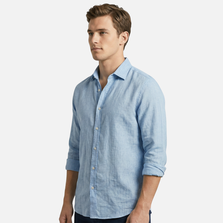 Leinen-Sommerhemd mit Button-Down-Kragen für Herren