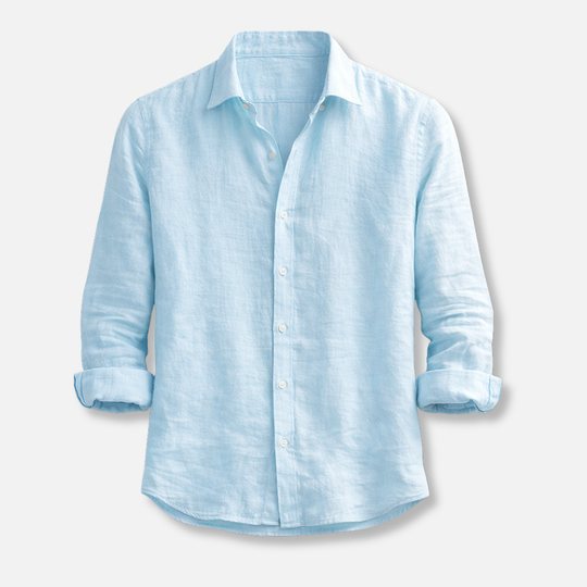 Herren Leinenhemd mit geknöpften Manschetten und langen Ärmeln