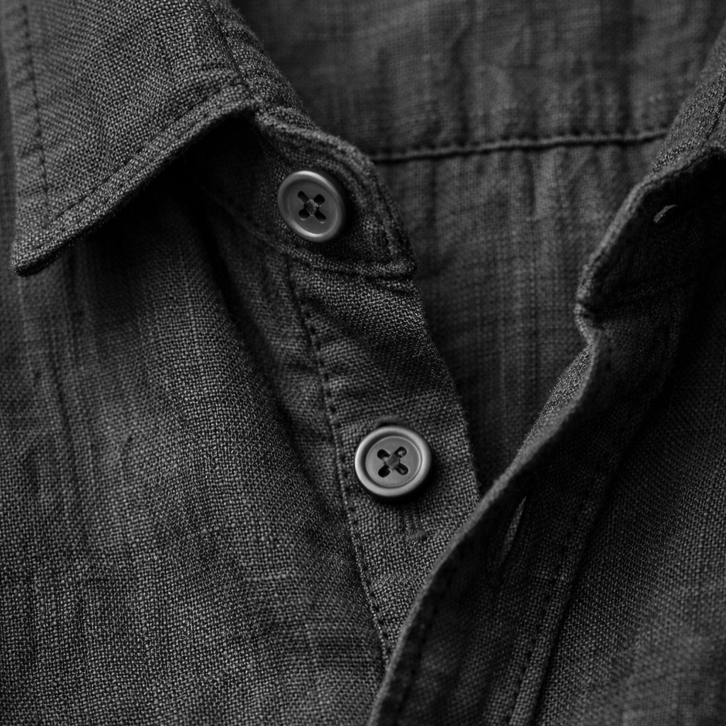 Herren Leinenhemd mit geknöpften Manschetten und langen Ärmeln