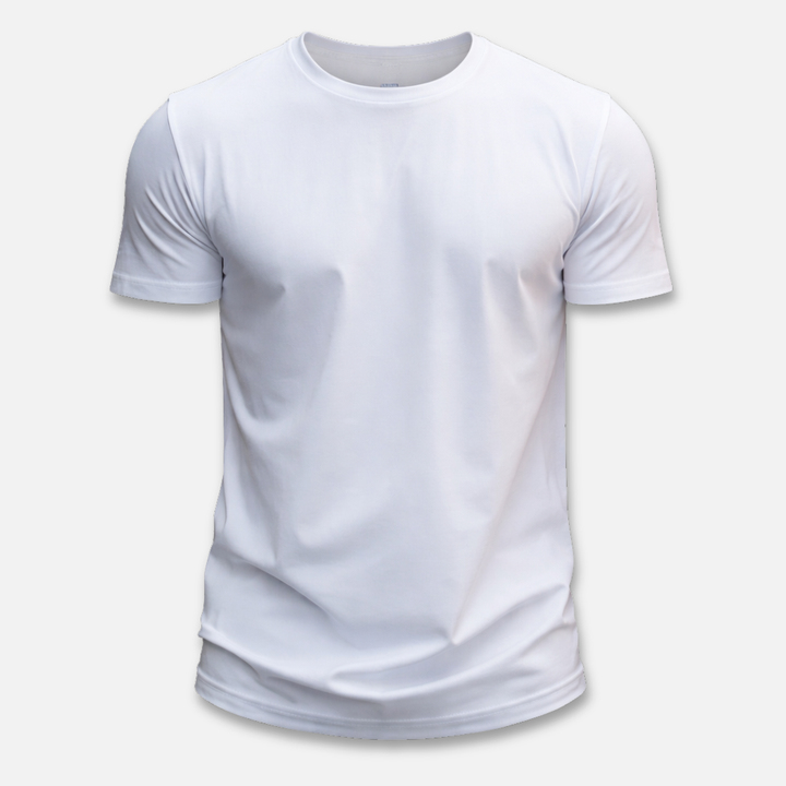 Męski t-shirt z krótkim rękawem i okrągłym dekoltem, z czystym wykończeniem