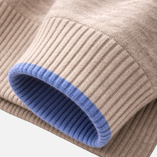 Herren Strickpullover mit geripptem Stehkragen und langen Ärmeln