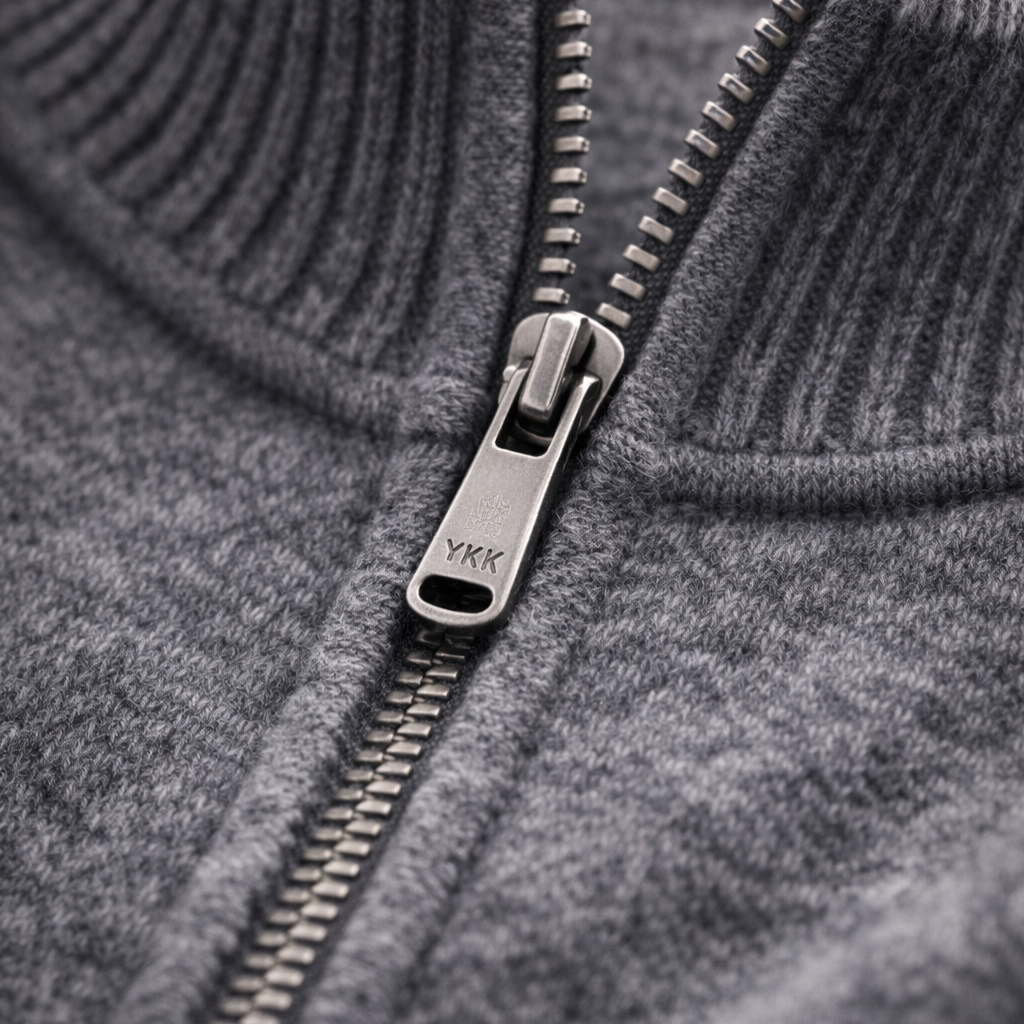 Herren Strickpullover mit geripptem Stehkragen und langen Ärmeln