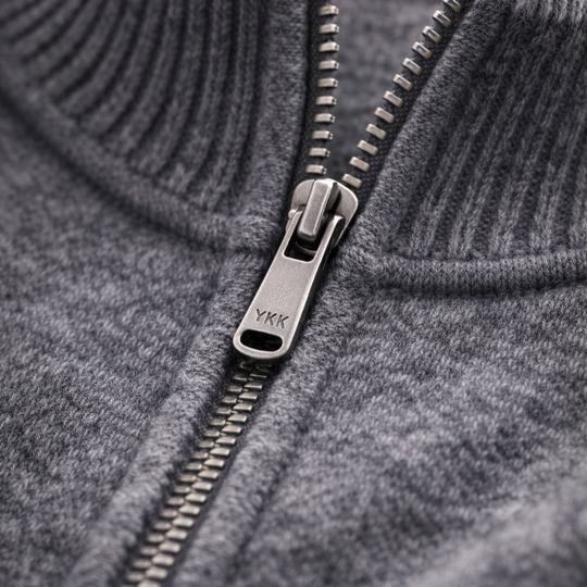 Herren Strickpullover mit geripptem Stehkragen und langen Ärmeln