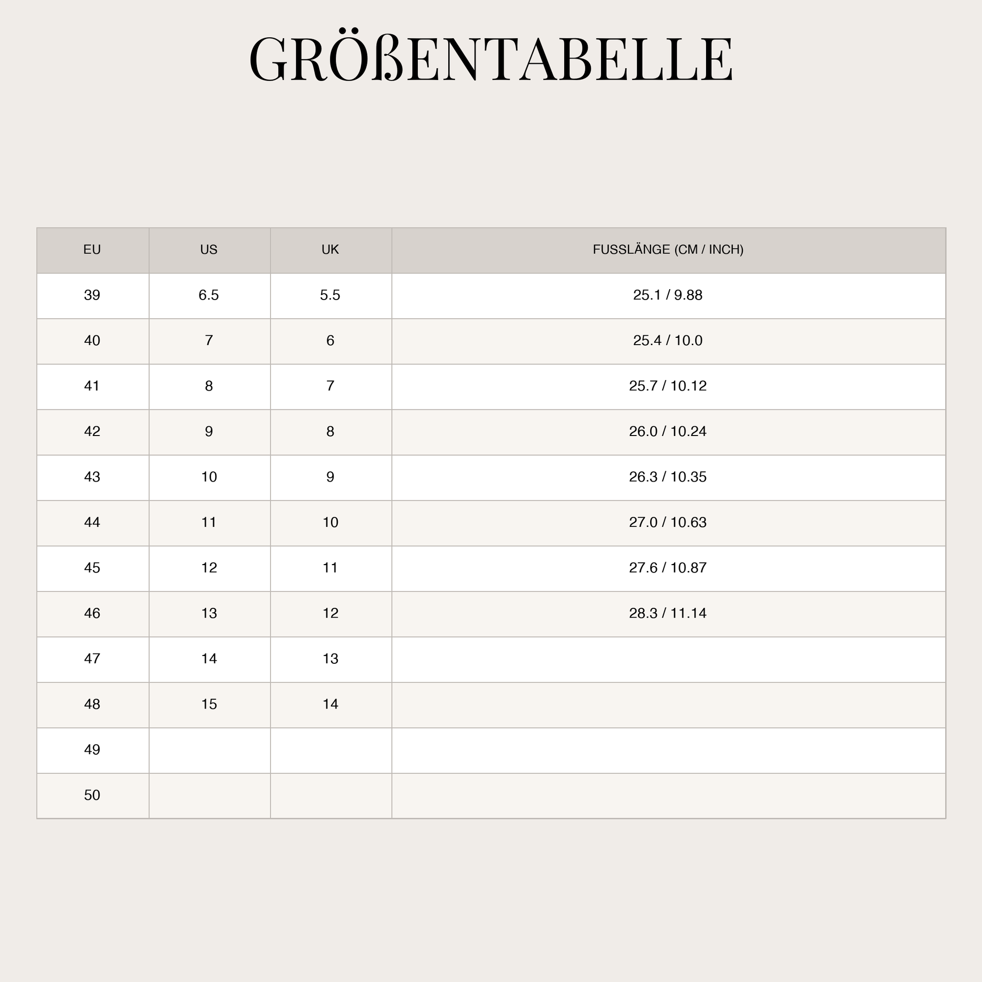 Size Chart