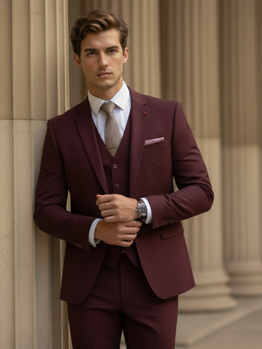 Herren Dreiteiliger Anzug im modernen Schnitt mit Jacke Weste und Hose