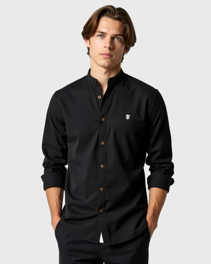 Męska koszula slim fit z bawełny ze stójką