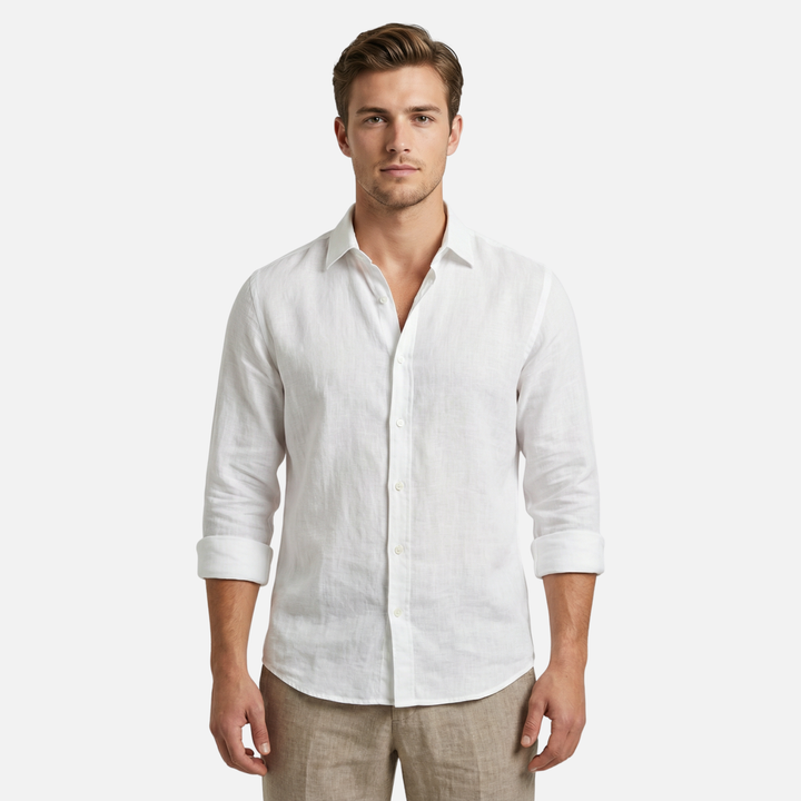 Leinen-Sommerhemd mit Button-Down-Kragen für Herren
