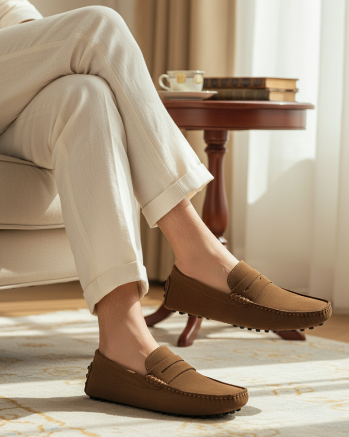 Lässige Herren-Loafer aus Wildleder – Leichte strukturierte Business-Schuhe
