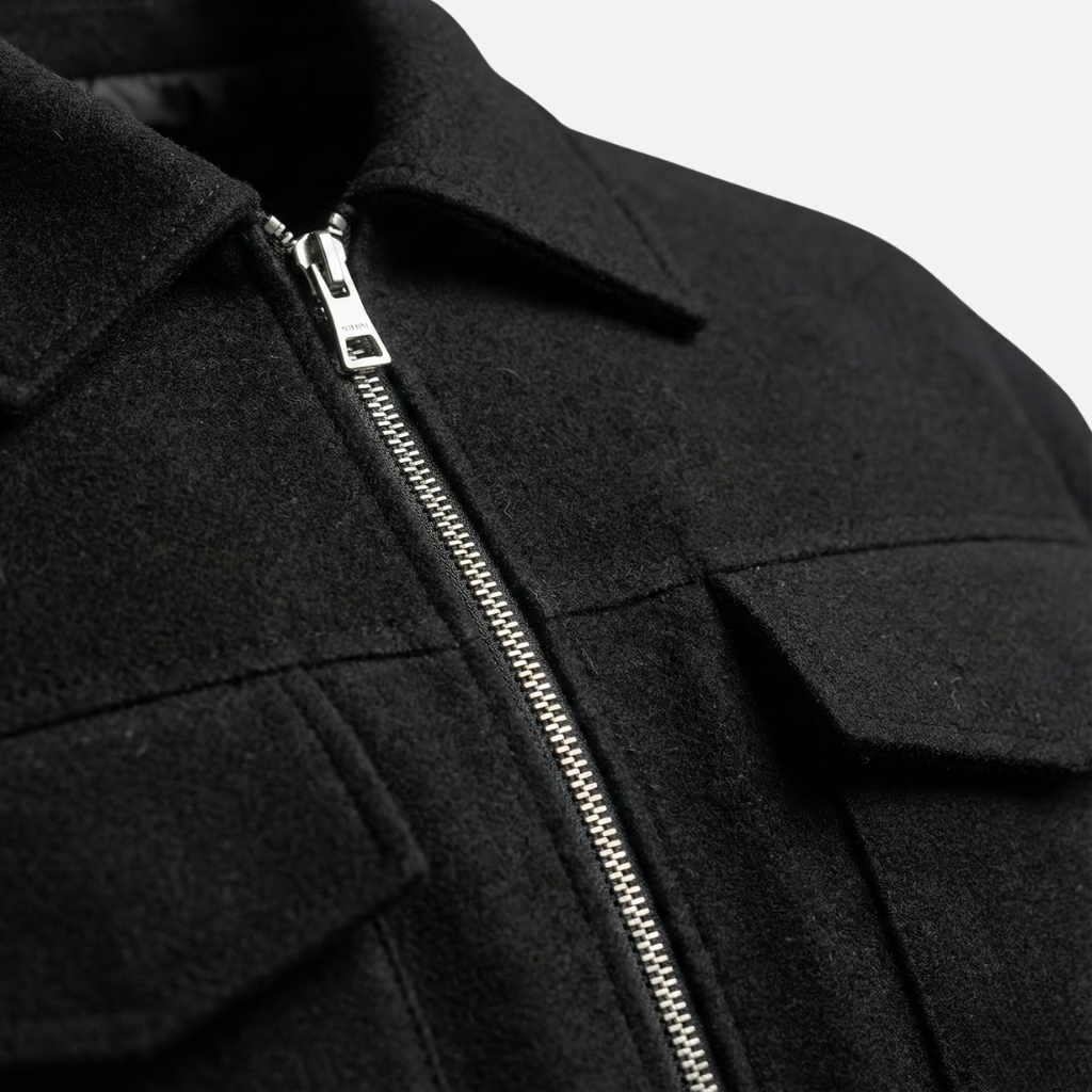 Herrenjacke in lockerer Passform mit Veloursleder Optik und Frontreißverschluss