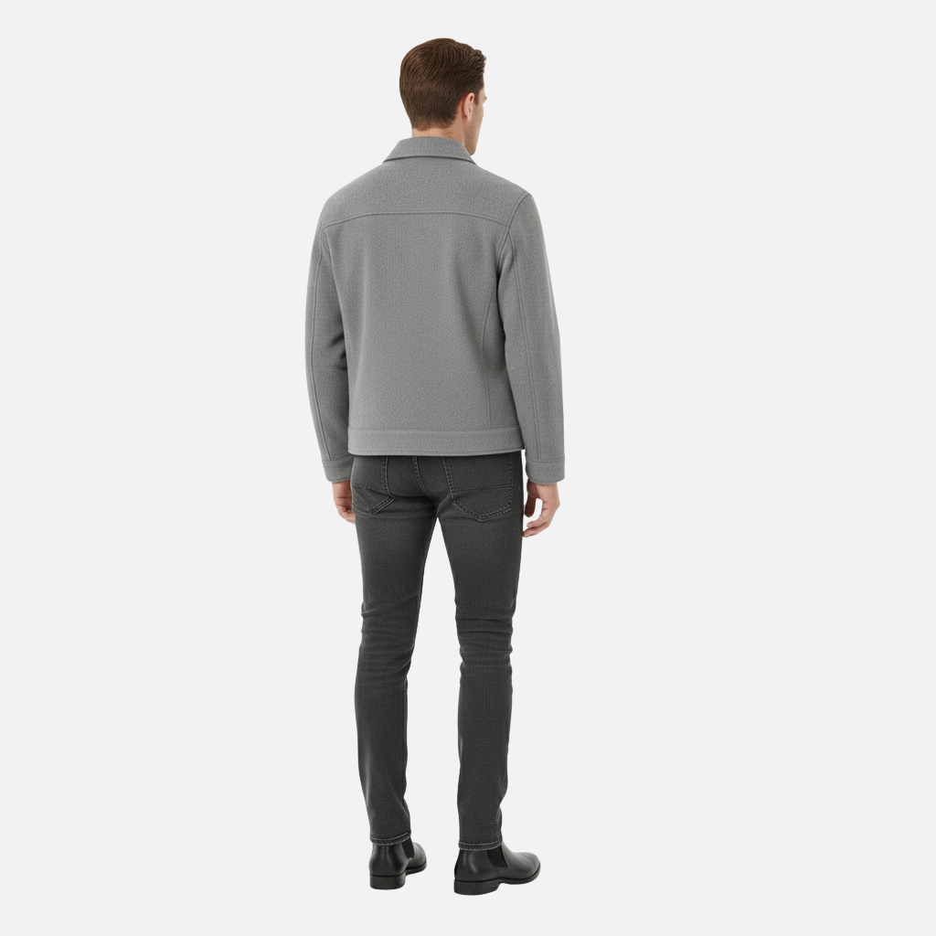 Herrenjacke in lockerer Passform mit Veloursleder Optik und Frontreißverschluss