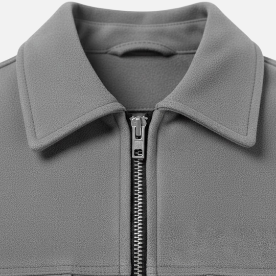 Herrenjacke in lockerer Passform mit Veloursleder Optik und Frontreißverschluss