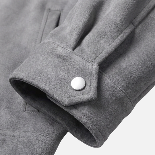 Herrenjacke in lockerer Passform mit Veloursleder Optik und Frontreißverschluss