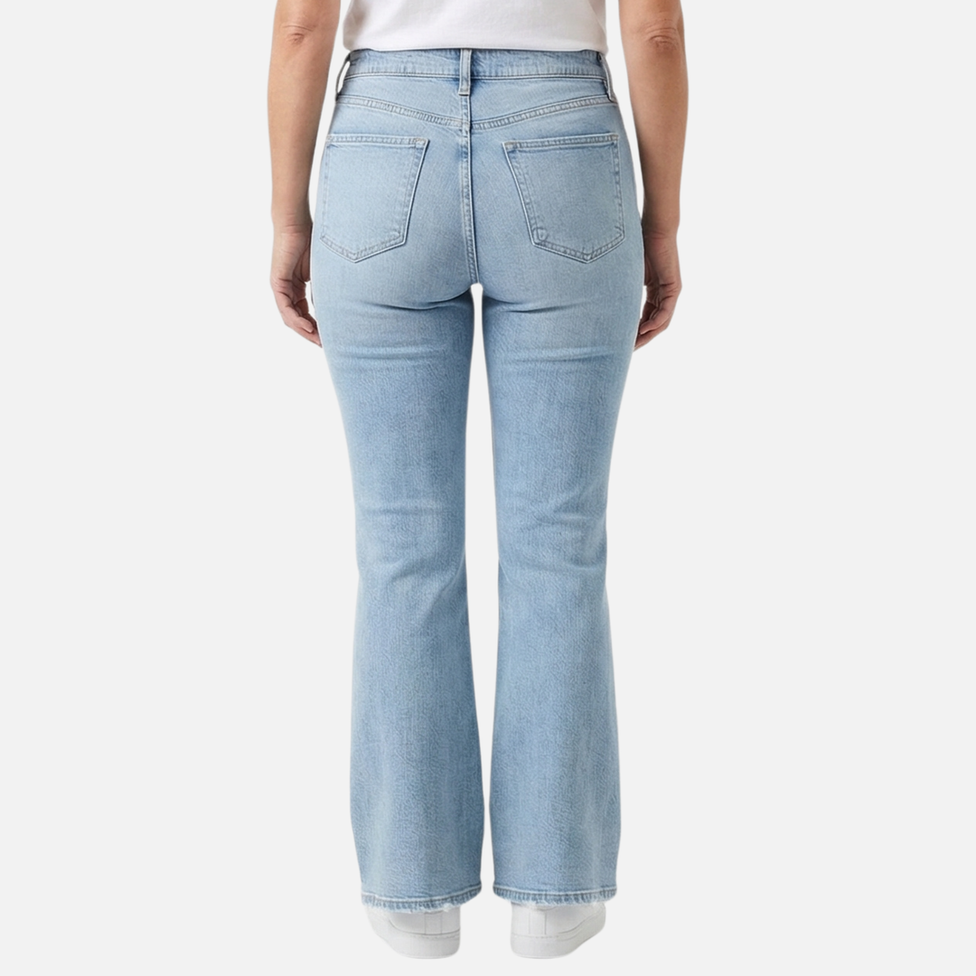 Hoch geschnittene Schlagjeans Ausgestellte Passform mit Taschen für Damen