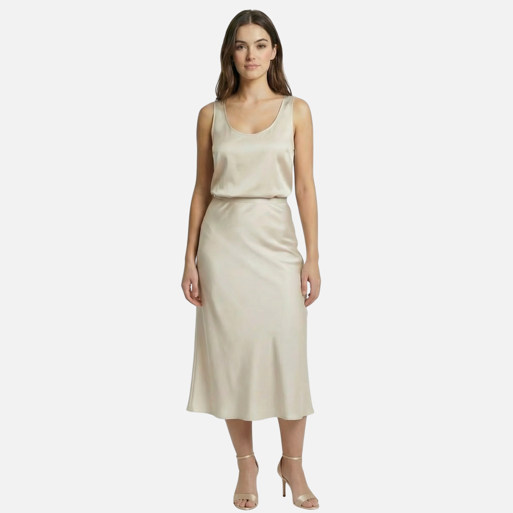 Hochtaillierter Satin Midi Rock für Damen