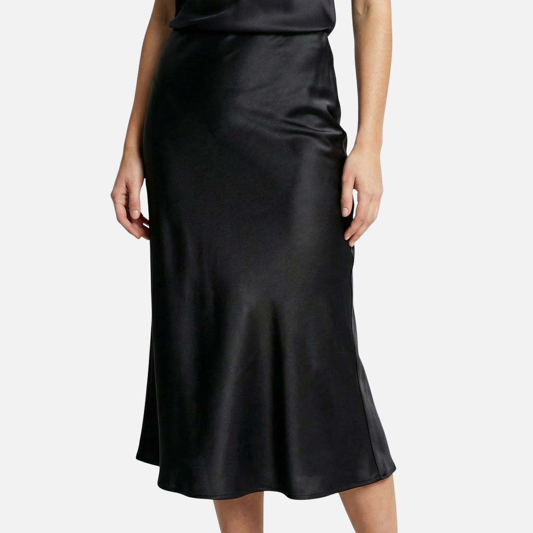 Hochtaillierter Satin Midi Rock für Damen