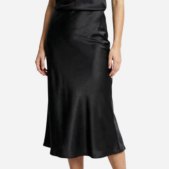 Hochtaillierter Satin Midi Rock für Damen