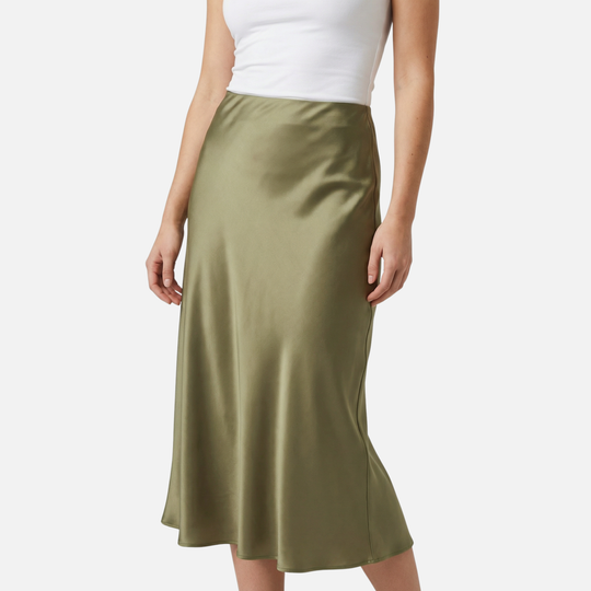Hochtaillierter Satin Midi Rock für Damen