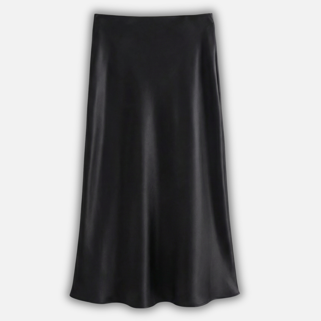 Hochtaillierter Satin Midi Rock für Damen