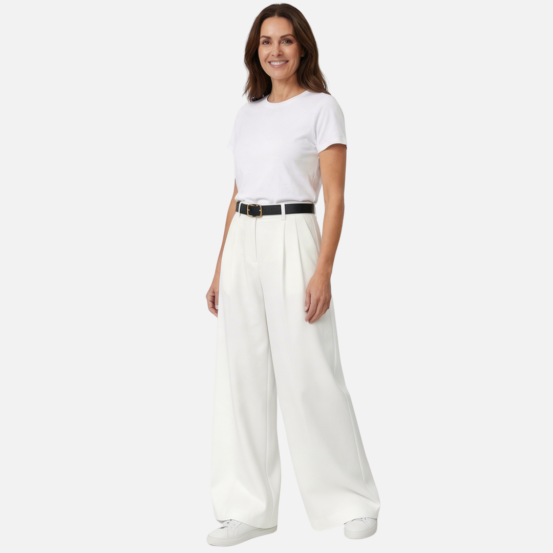 Hose im Relaxed Fit Weites Bein mit Bundfalten für Damen