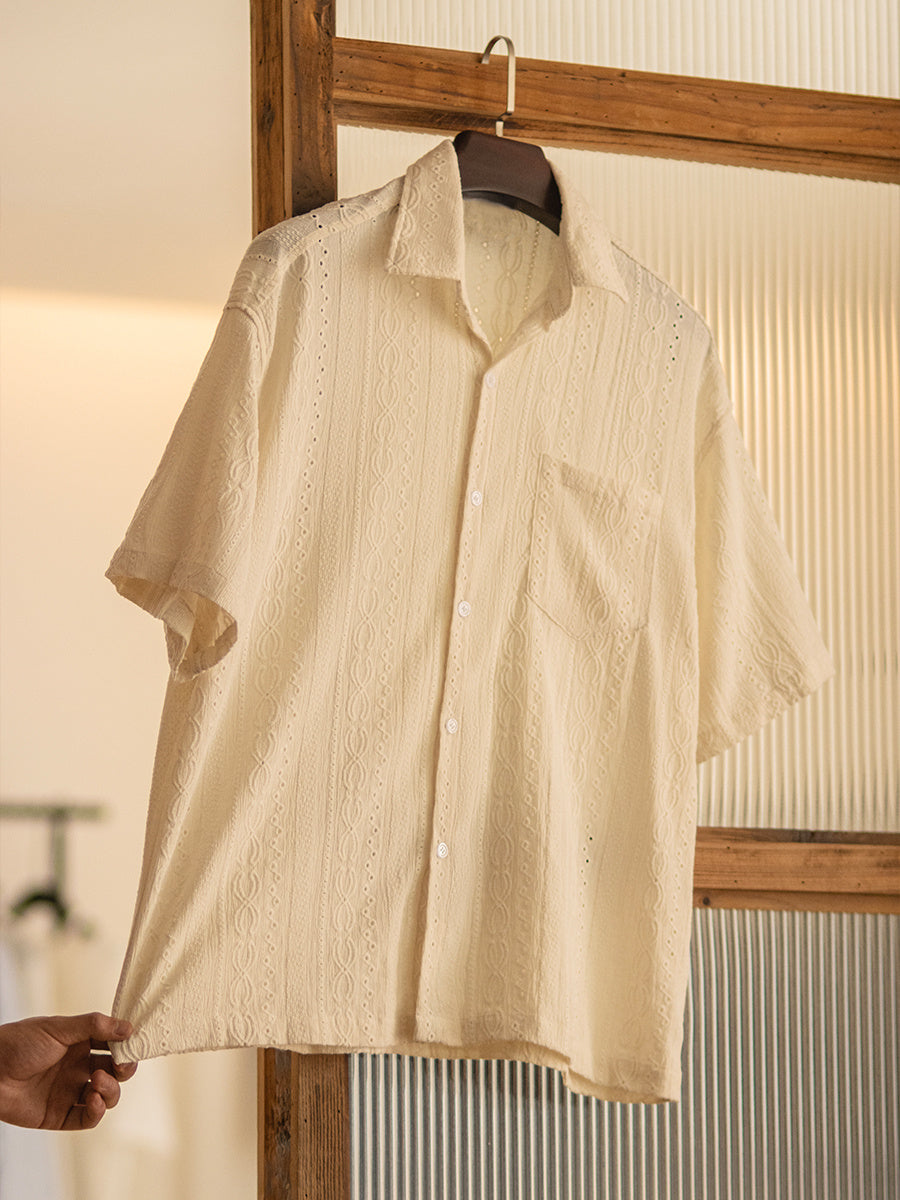 Jacquard-Hemd für Herren | Kurzarm