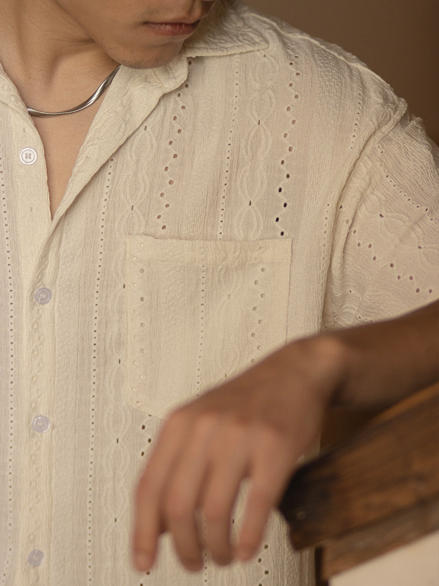 Jacquard-Hemd für Herren | Kurzarm