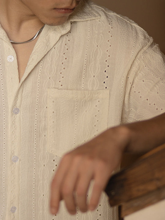 Jacquard-Hemd für Herren | Kurzarm