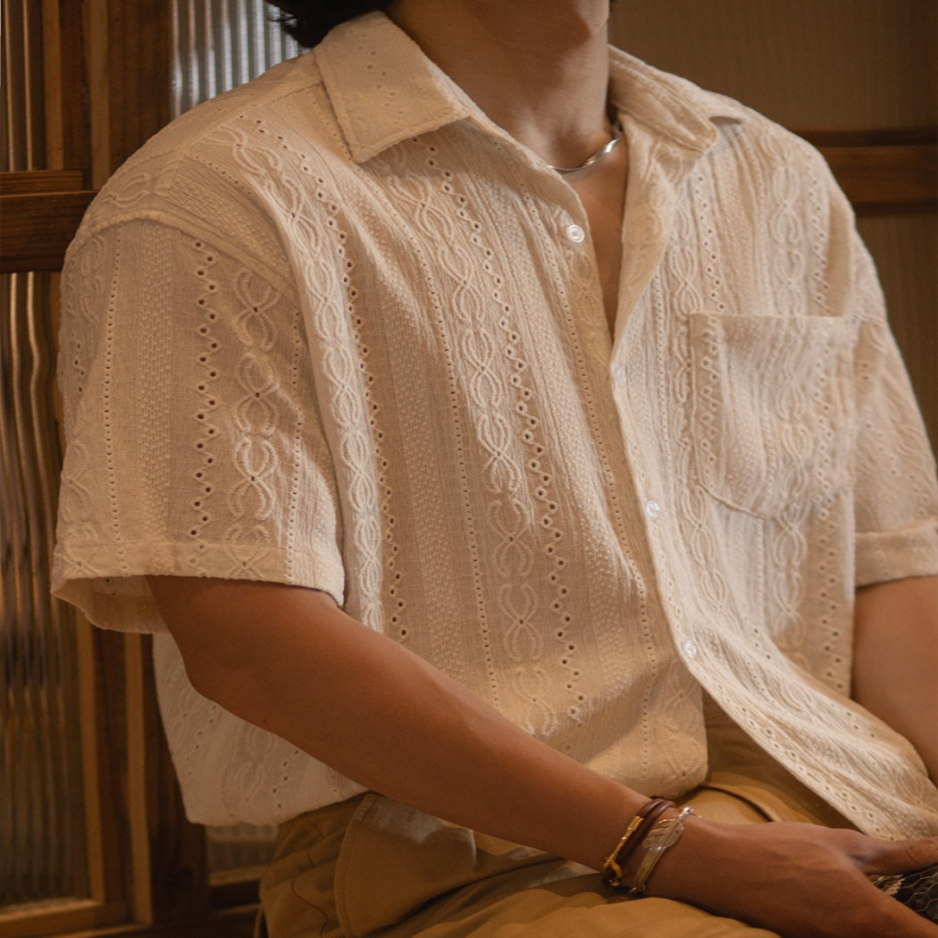 Jacquard-Hemd für Herren | Kurzarm
