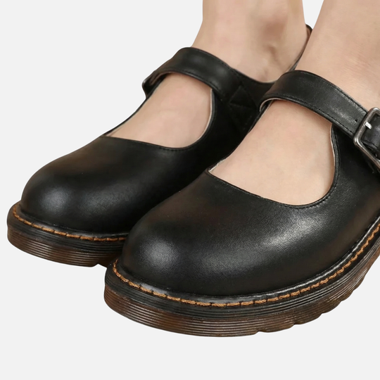 Klassische Mary Jane Ballerinas mit Riemchen und flachem Absatz für Damen