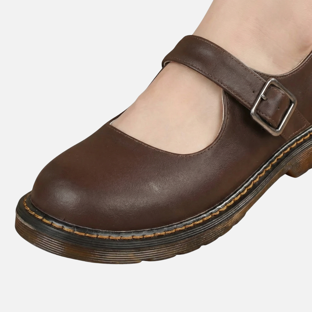 Klassische Mary Jane Ballerinas mit Riemchen und flachem Absatz für Damen
