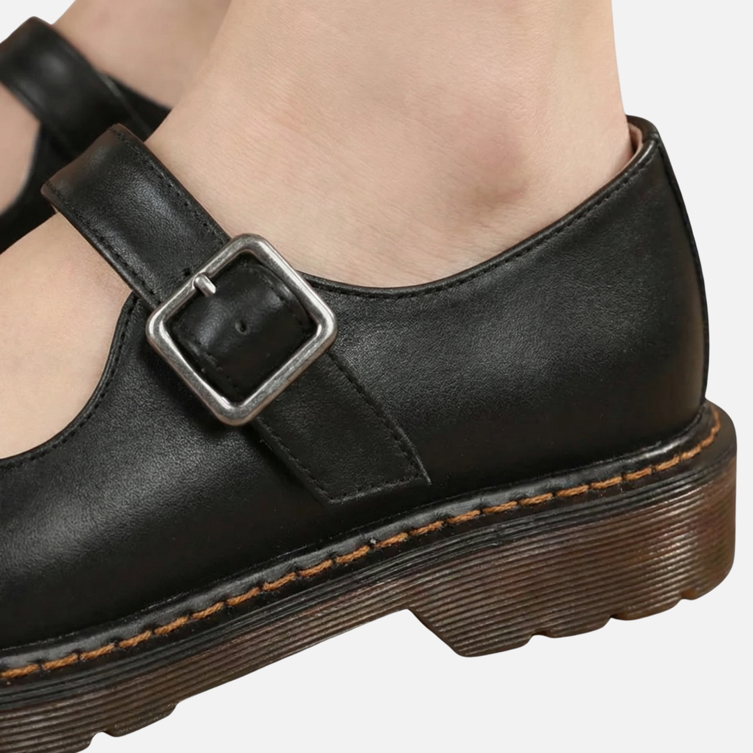 Klassische Mary Jane Ballerinas mit Riemchen und flachem Absatz für Damen