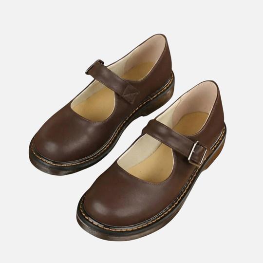 Klassische Mary Jane Ballerinas mit Riemchen und flachem Absatz für Damen
